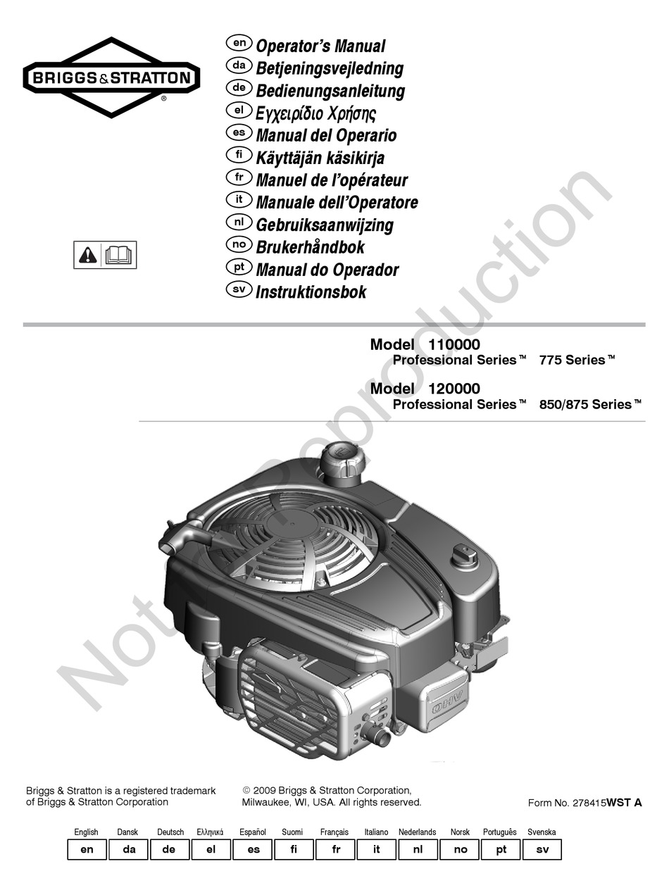 BRIGGS & STRATTON 775 SERIE BEDIENUNGSANLEITUNG PdfHerunterladen