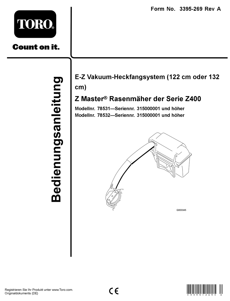 TORO Z MASTER Z400 SERIE BEDIENUNGSANLEITUNG PdfHerunterladen ManualsLib