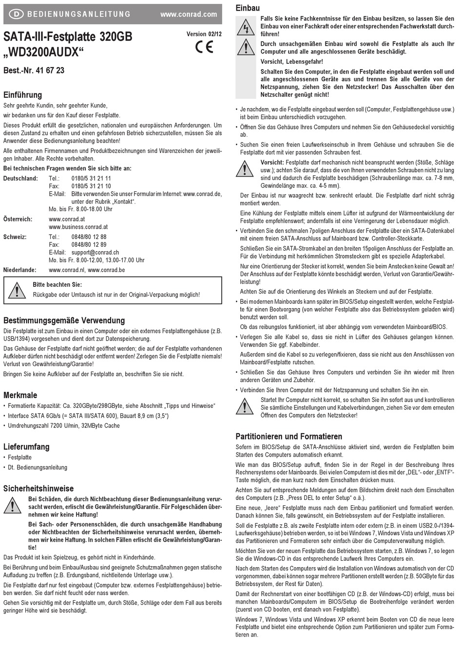 CONRAD WD3200AUDX BEDIENUNGSANLEITUNG Pdf-Herunterladen | ManualsLib