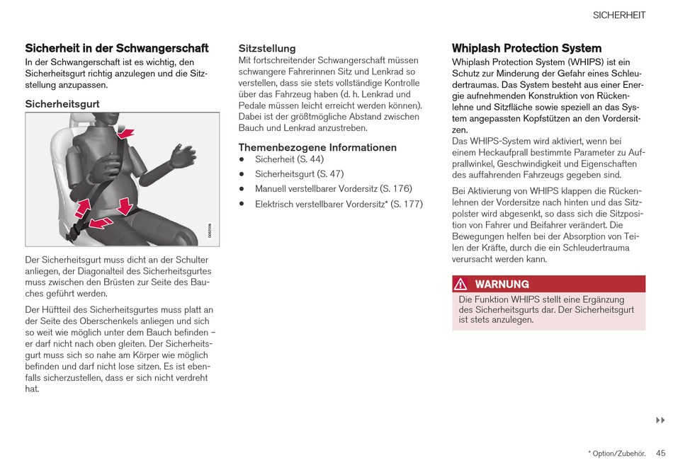 Sicherheit In Der Schwangerschaft; Whiplash Protection System Volvo