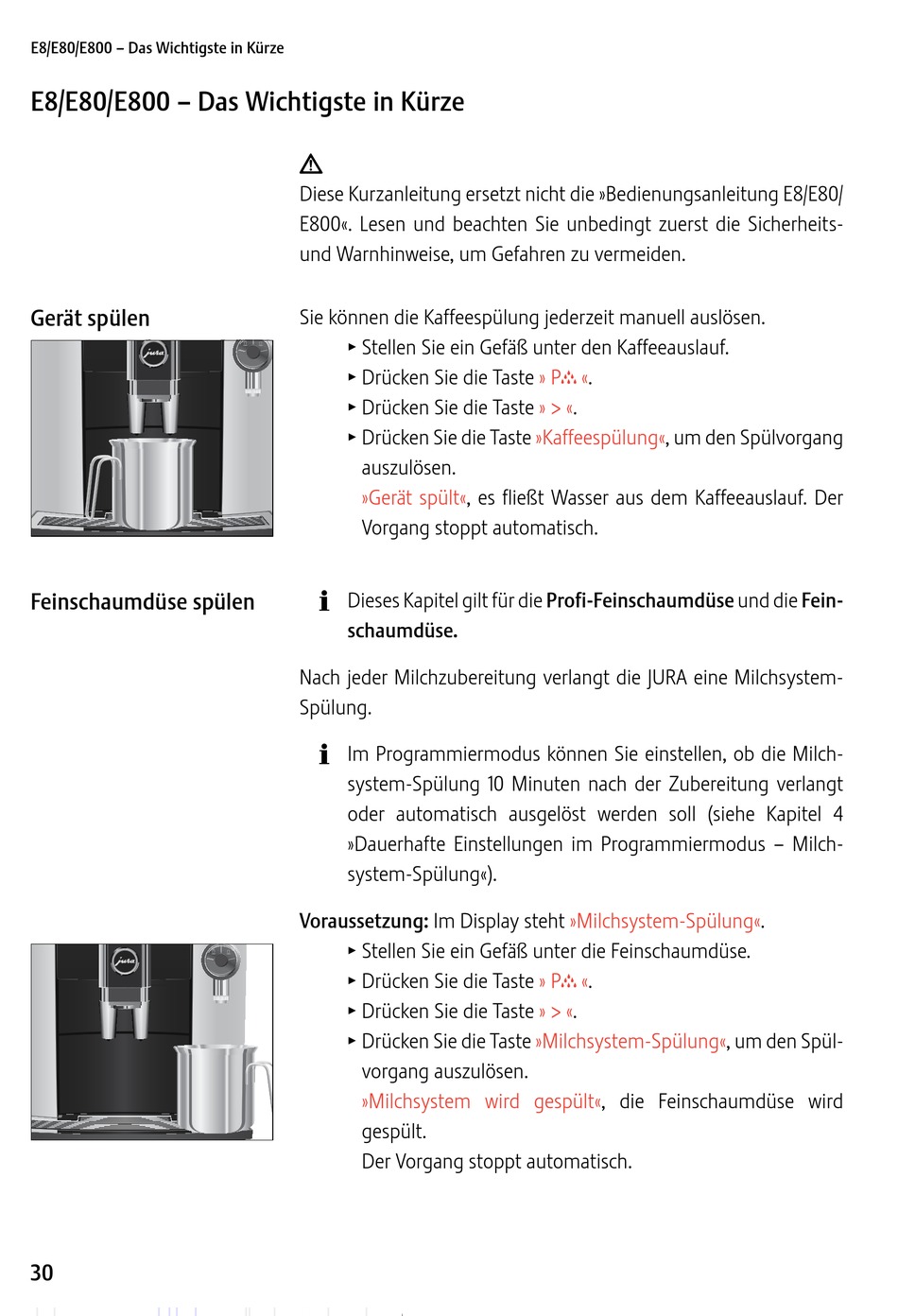 /0/00 Das Wichtigste In Kürze; Gerät Spülen Jura E8