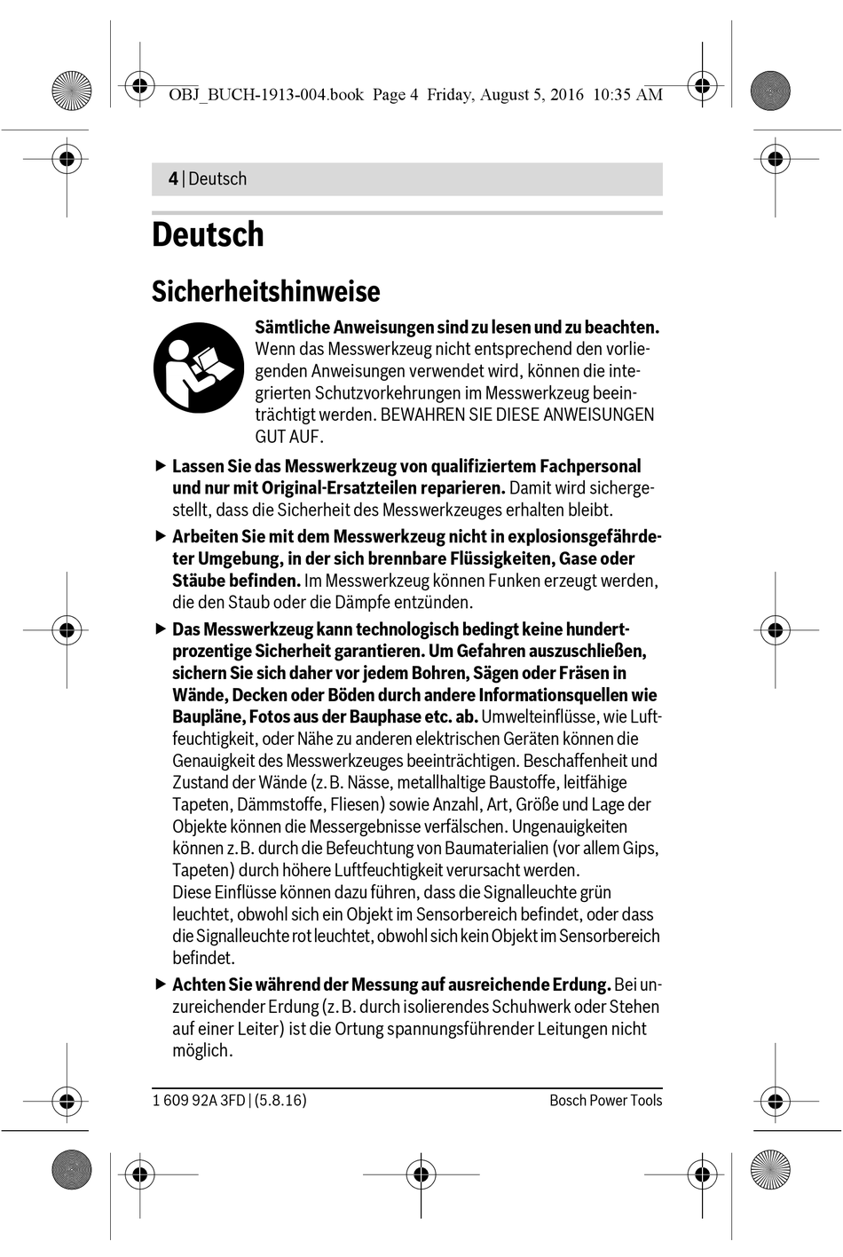 Deutsch; Sicherheitshinweise - Bosch PMD 7 Originalbetriebsanleitung [Seite 4] | ManualsLib