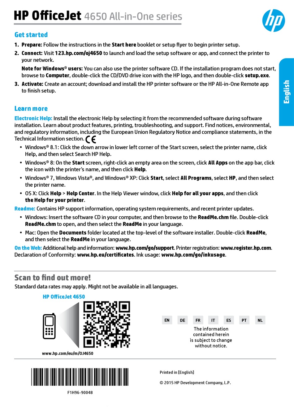 HP OFFICEJET 4650 ALLINONE SERIES EINRICHTUNGSANWEISUNGEN Pdf