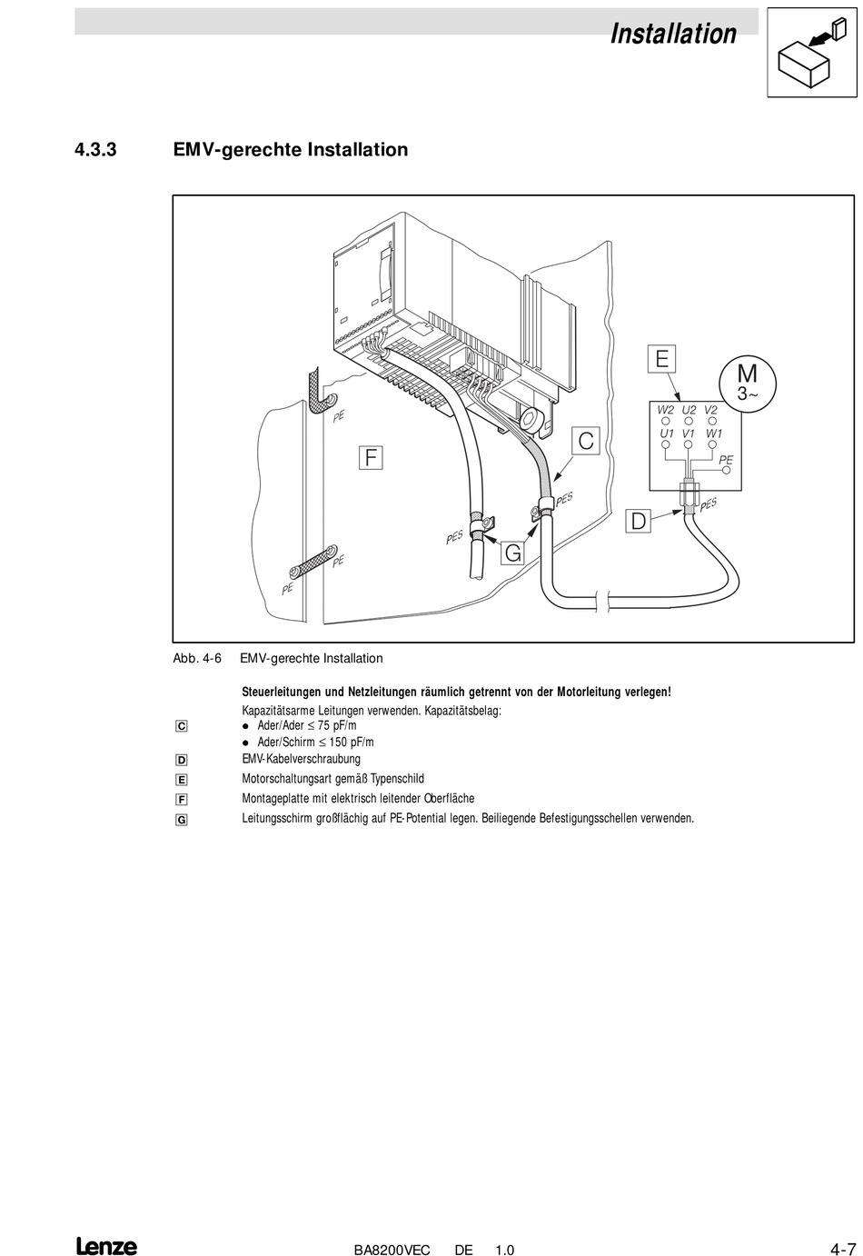 Emv-Gerechte Installation - Lenze 8200 Vector Serie Betriebsanleitung ...