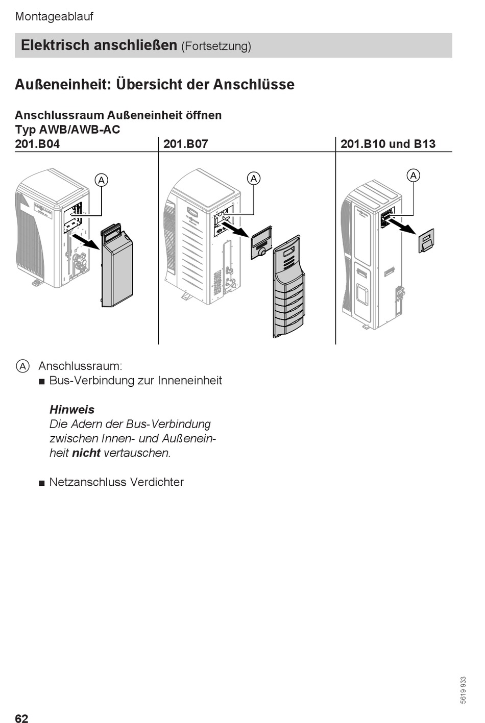 Außeneinheit: Übersicht Der Anschlüsse - Viessmann Vitocal 200-S ...