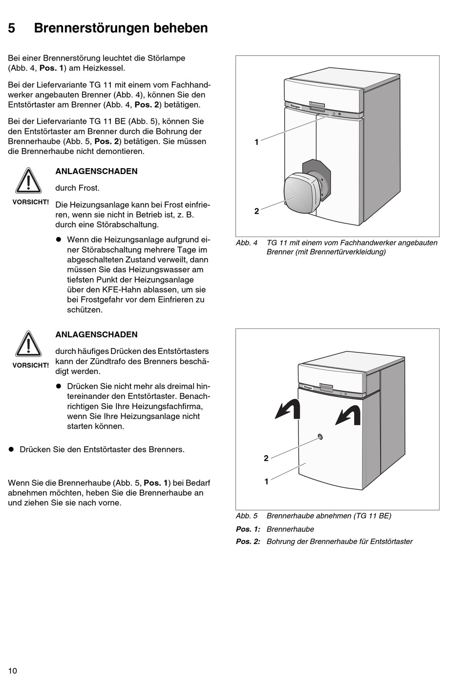 Brennerstörungen Beheben - Sieger TG 11 Bedienungsanleitung [Seite 10 ...