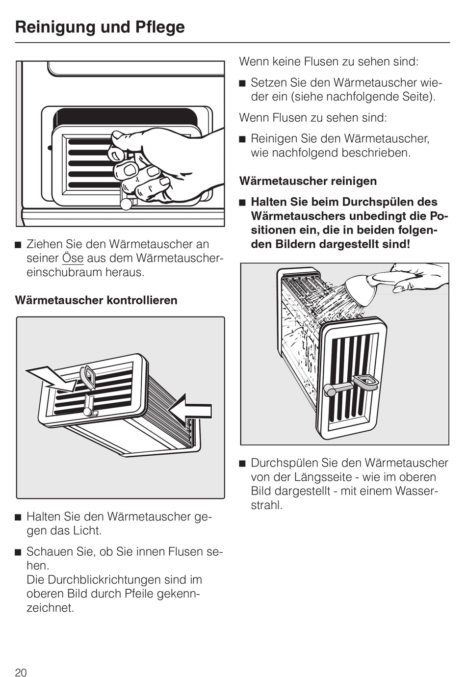 Wärmetauscher Kontrollieren; Wärmetauscher Reinigen Miele T 4205 C