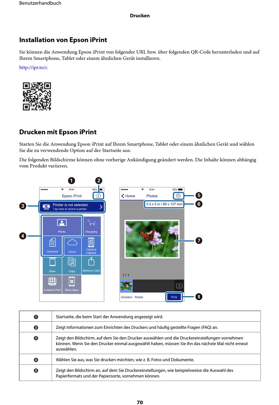 Drucken Mit Iprint Epson Et 2710 Benutzerhandbuch Seite 70 Manualslib 6546