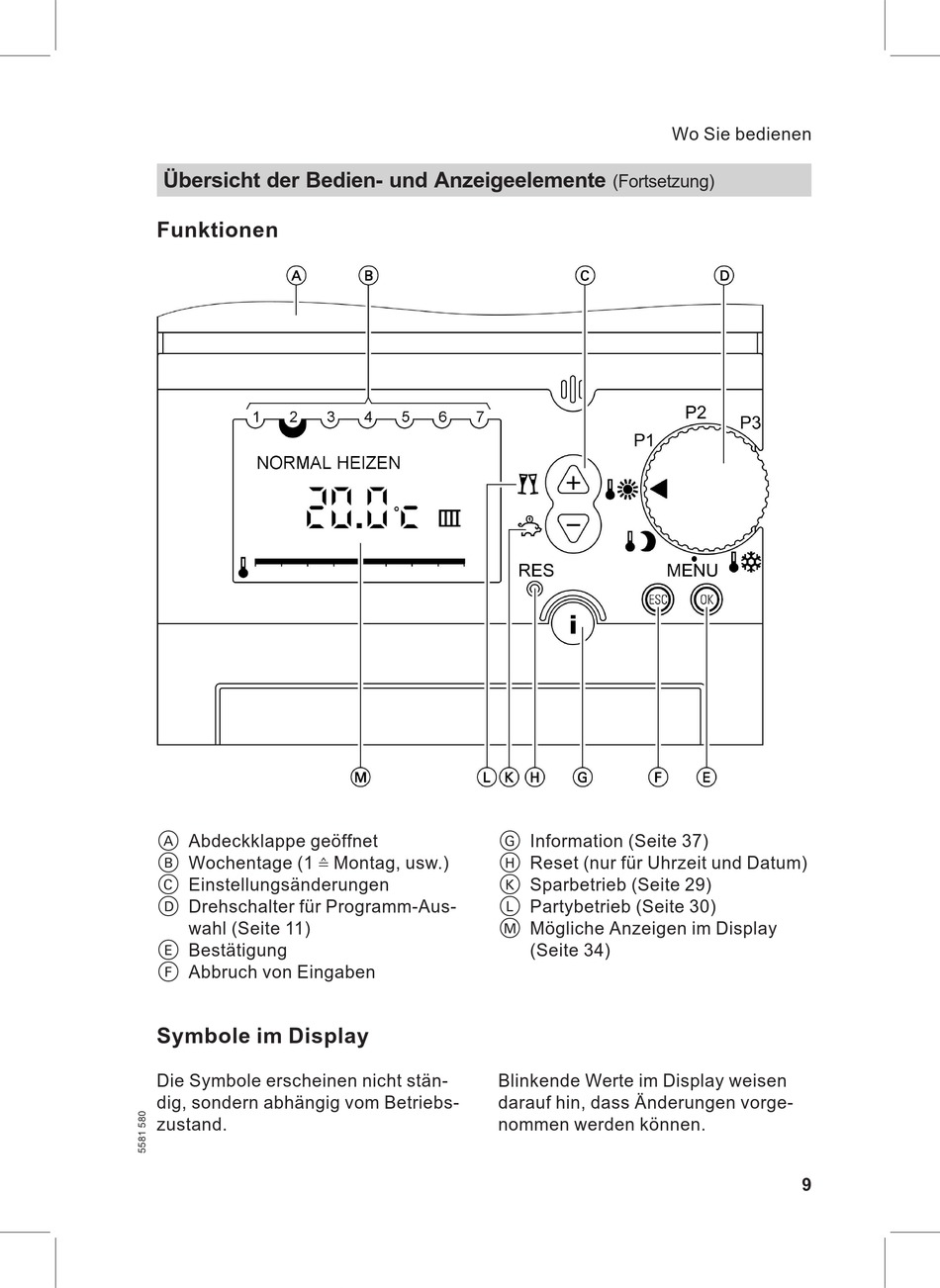 Funktionen Symbole Im Display Viessmann VITOTROL 100