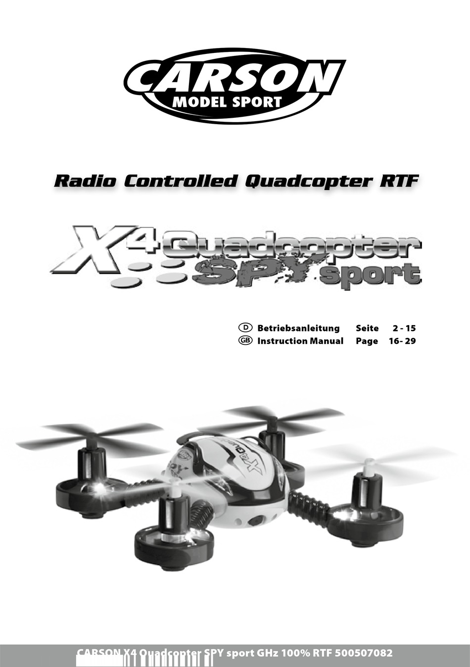 X4 SPY 4x PROPELLER ROT WEIß für CARSON Drohne X4 
