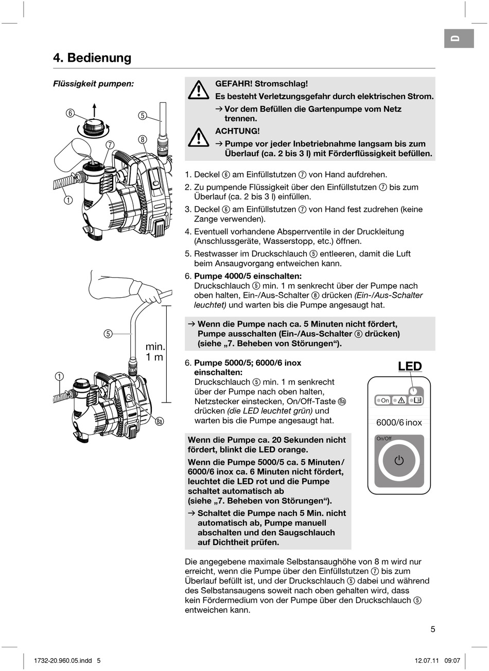 Bedienung Gardena 4000/5 Betriebsanleitung [Seite 5] ManualsLib