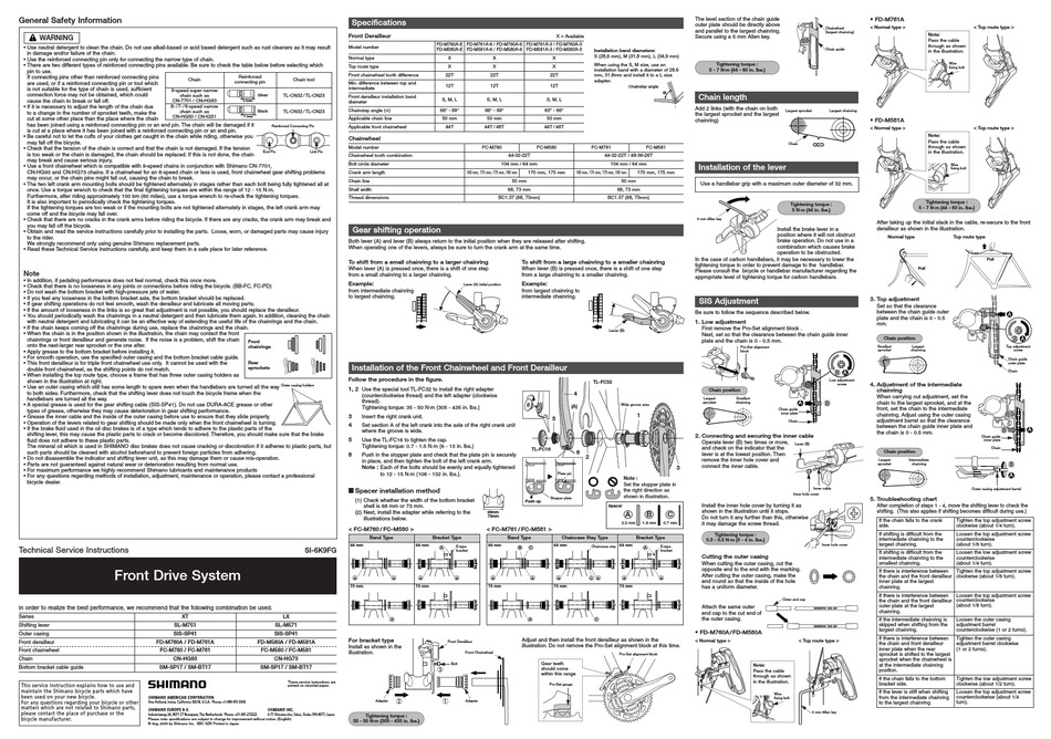 SHIMANO FDM761A6 EINBAUANLEITUNG PdfHerunterladen ManualsLib
