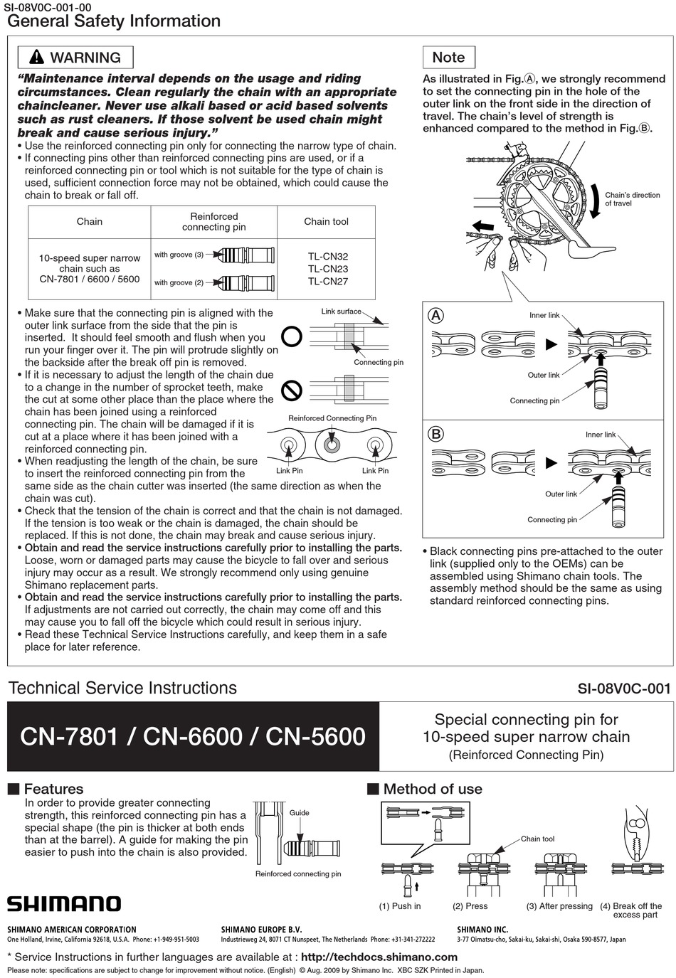 Shimano chain hot sale manual