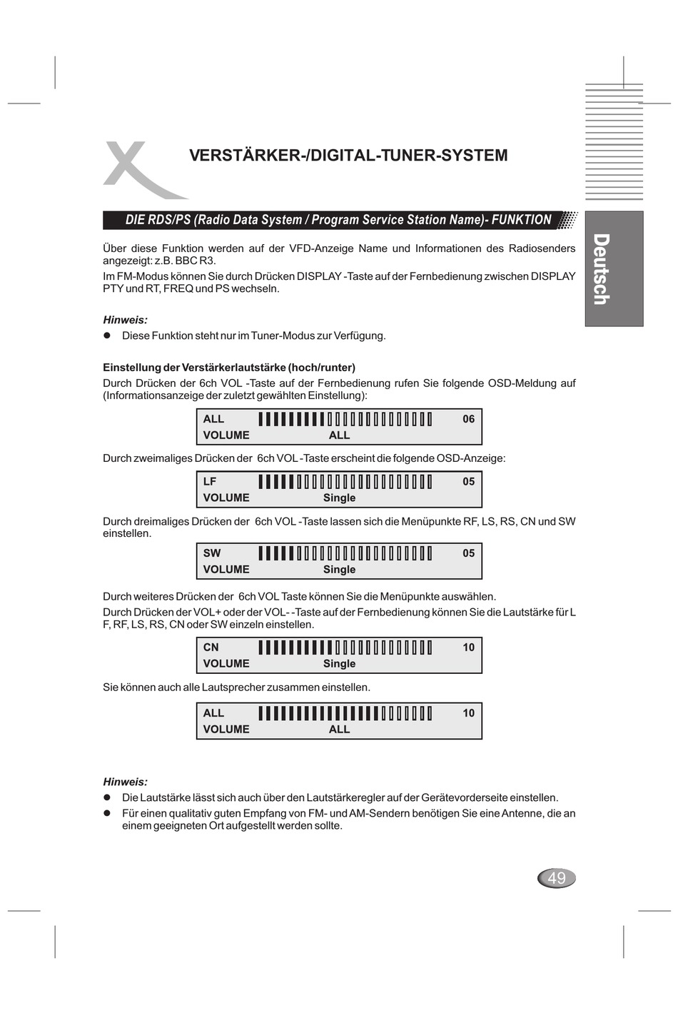 Die Rds/Ps (Radio Data System Program Service Station Name)- Funktion -  Xoro HSD 6000 Benutzerhandbuch [Seite 49] | ManualsLib