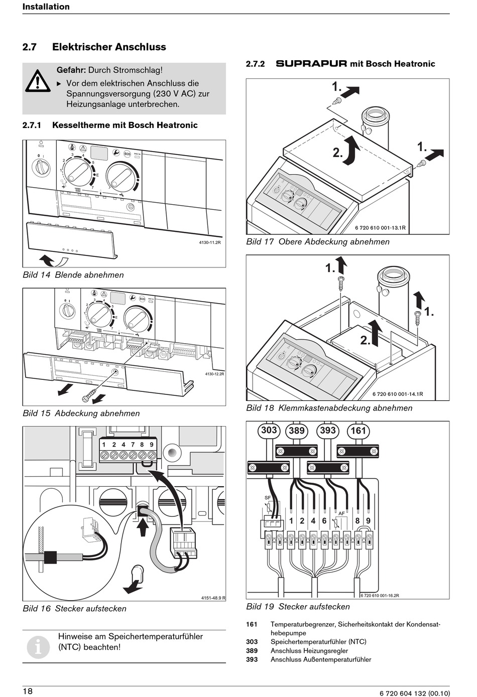 Elektrischer Anschluss; Kesseltherme Mit Bosch Heatronic; Suprapur Mit