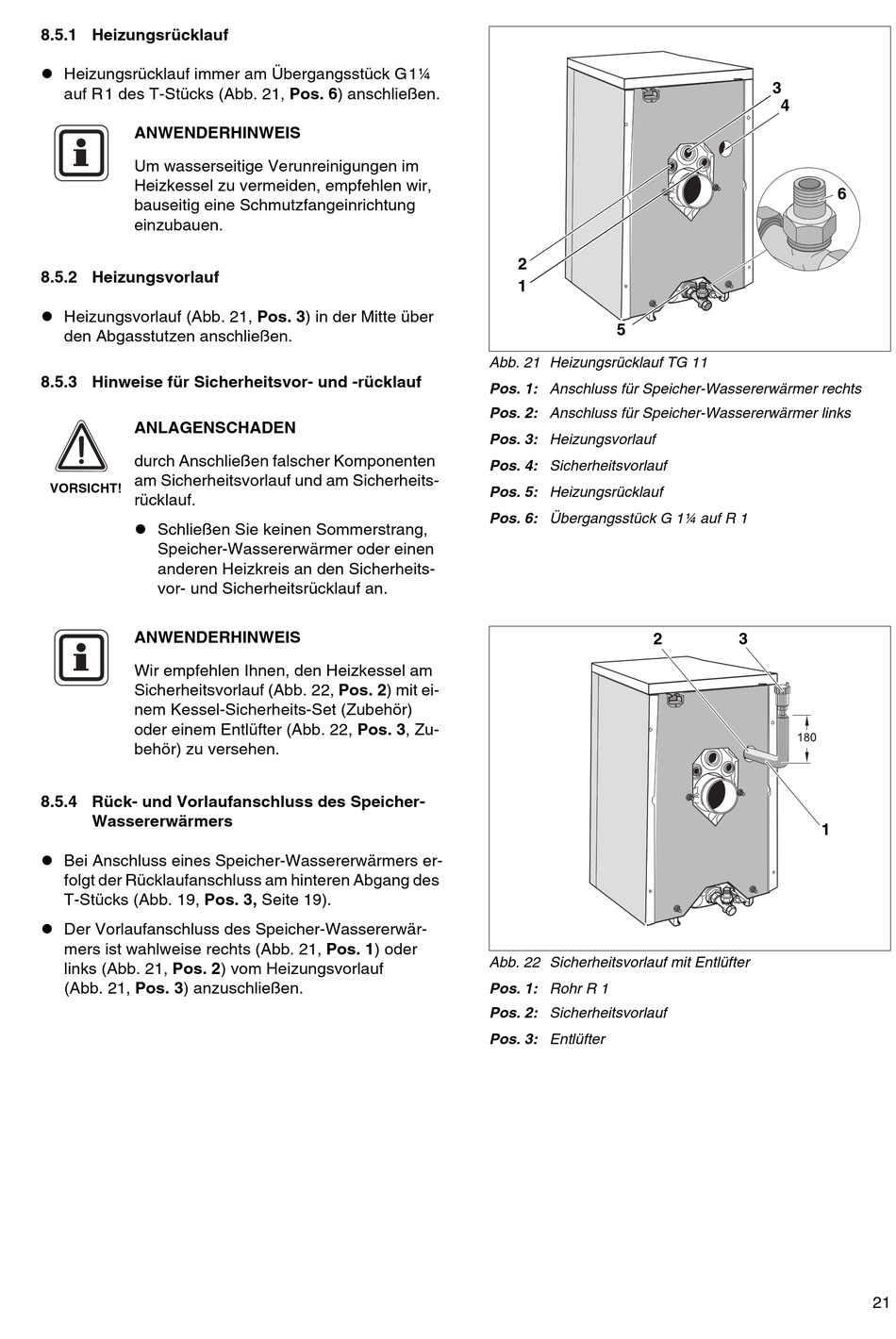 Heizungsrücklauf; Rück- Und Vorlaufanschluss Des Speicher ...