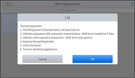 DPF-REGENERATION - Schritt 1