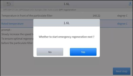DPF-REGENERATION - Schritt 5