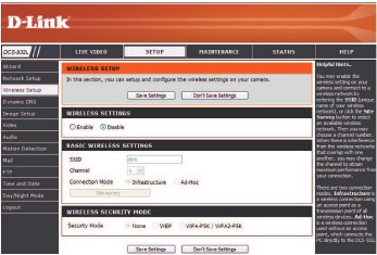 Screenshot der Wireless-Einstellungen mit Optionen f&uuml;r SSID, Kanal, Verbindungsmodus und Sicherheit.