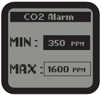 Bildschirmansicht der CO2-Alarmeinstellung
