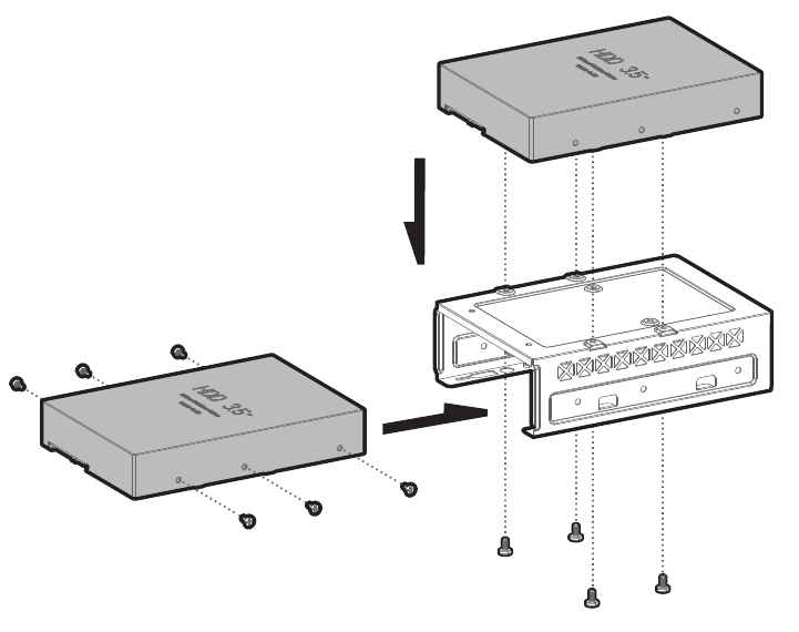 Installation von HDDs - Schritt 2