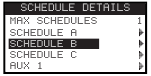 Bildschirmansicht der SCHEDULE DETAILS Option