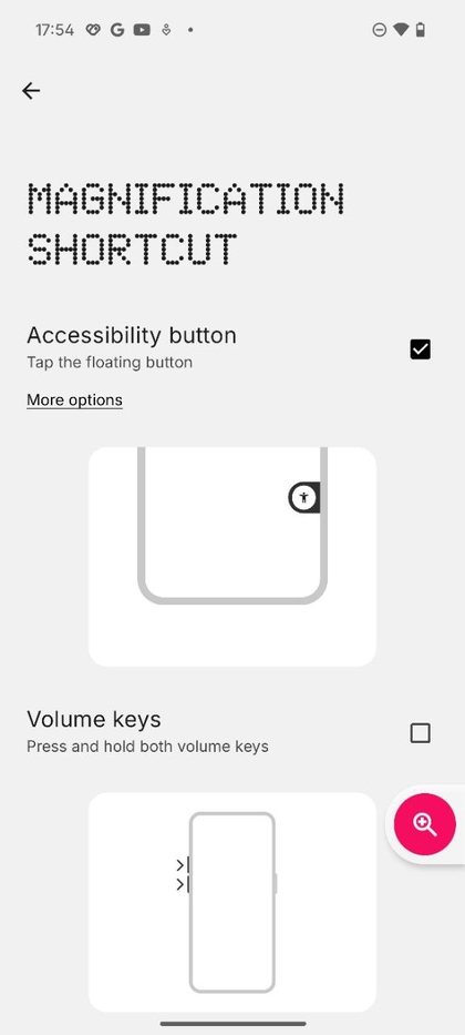 Anpassungsoptionen f&uuml;r die Vergr&ouml;&szlig;erungsschaltfl&auml;che auf Nothing Phone 3