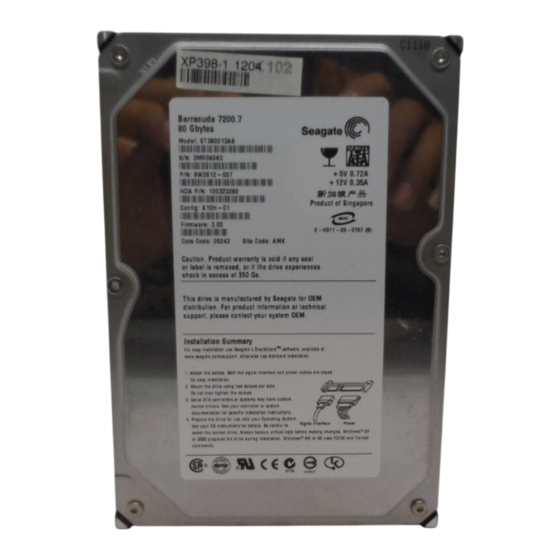 Conrad Electronic Seagate ST380013AS Bedienungsanleitung