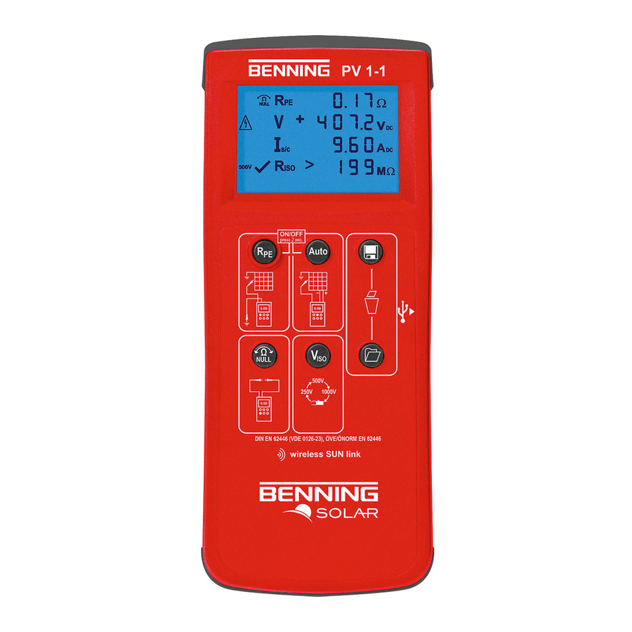 Benning PV 1-1 Kurzanleitung
