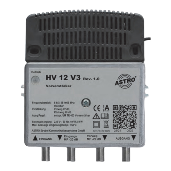 ASTRO HV 12 V3 Betriebsanleitung