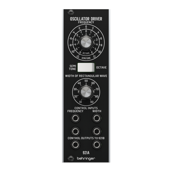 Behringer 921A OSCILLATOR DRIVER Schnellstartführer