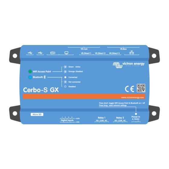 VICTRON ENERGY BLUE POWER CERBOS GX HANDBUCH PdfHerunterladen