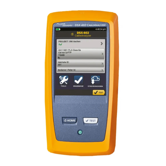 Fluke Networks CableAnalyzer DSX-600 Handbuch: Erste Schritte