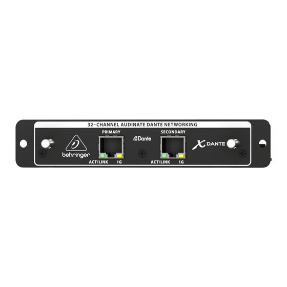 Behringer X-DANTE Schnellstartanleitung