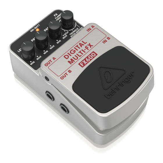 Behringer DIGITAL MULTI-FX FX600 Bedienungsanleitung