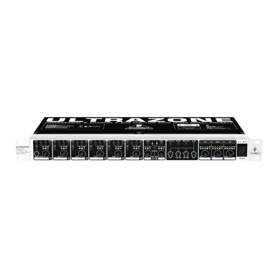 Behringer ULTRAZONE ZMX8210 Bedienungsanleitung