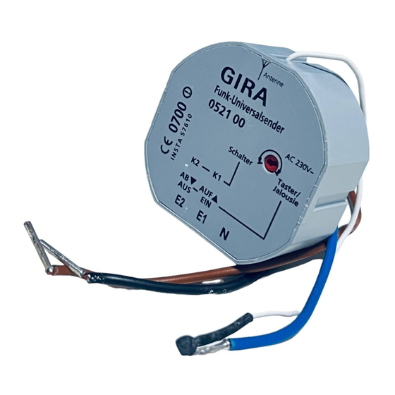 Gira Funk-Universalsender 2 Gebrauchsanweisung