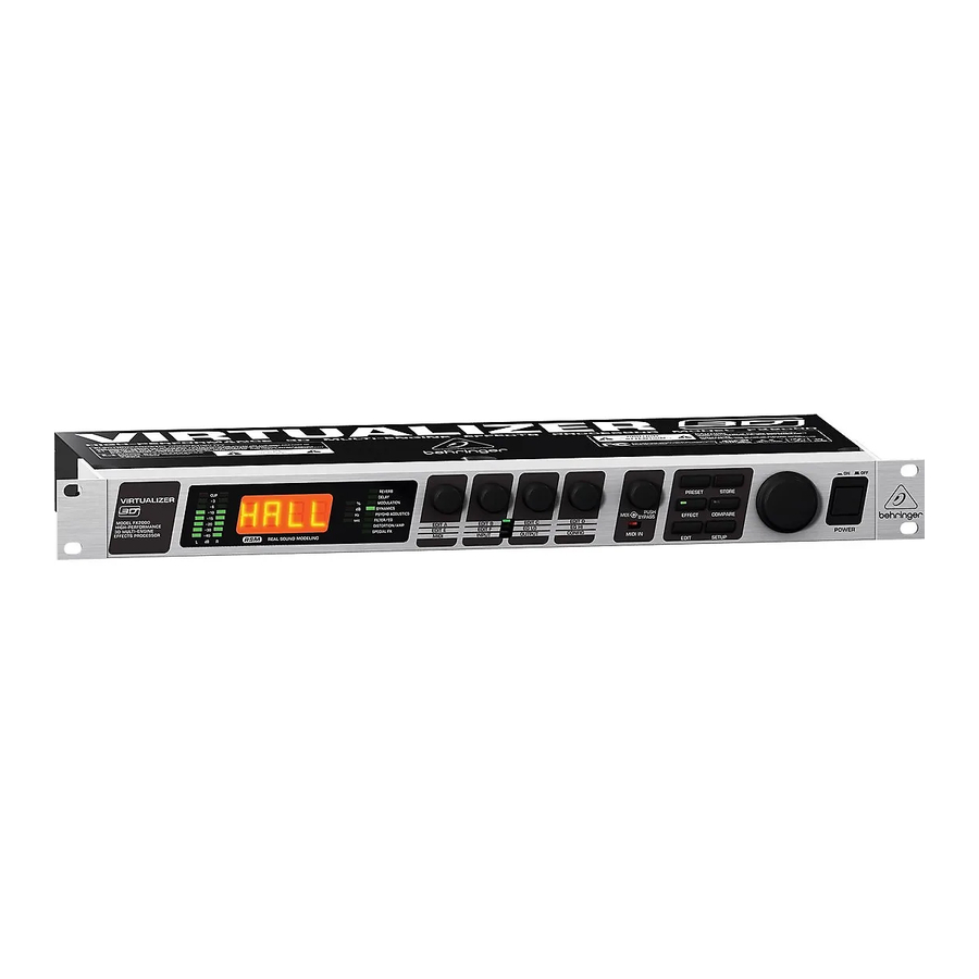 Behringer virtualizer 3d fx2000 Schnellstartanleitung