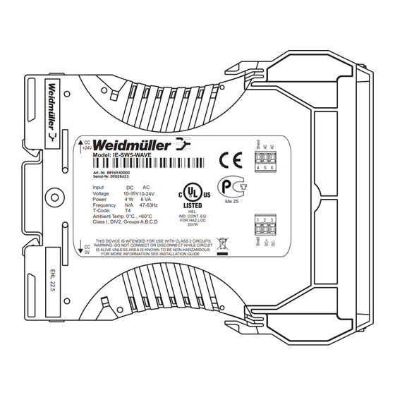 Weidmuller IE-SW3-WAVE Beilage Zum Bedienerhandbuch