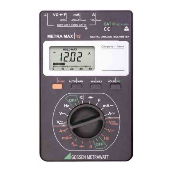 Gossen MetraWatt METRA MAX 12 Handbücher