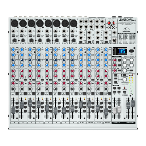BEHRINGER EURORACK UB1622FXPRO BEDIENUNGSANLEITUNG PdfHerunterladen