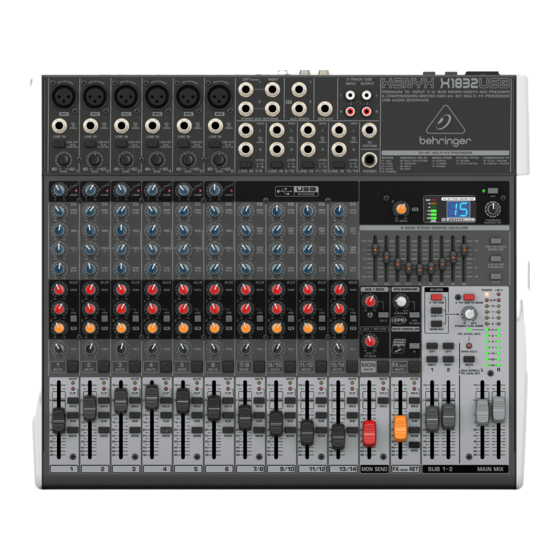 BEHRINGER XENYX X1222USB SCHNELLSTARTANLEITUNG PdfHerunterladen