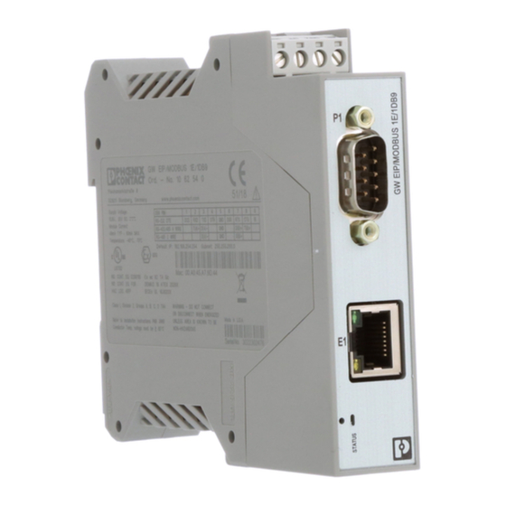 Phoenix Contact GW MODBUS TCP/ASCII 1E/1DB9 Anwenderhandbuch
