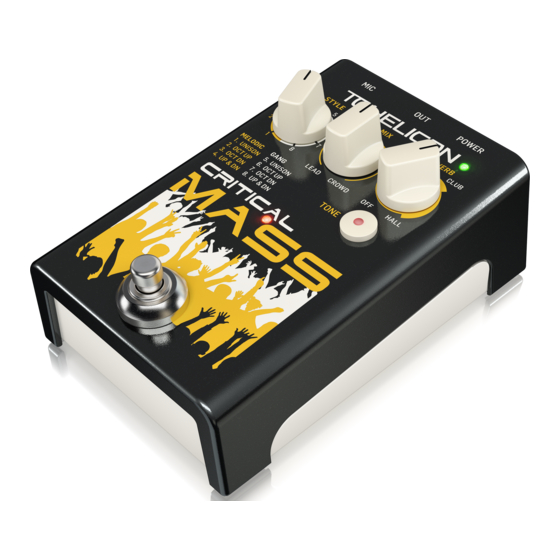 TC Electronic CRITICAL MASS Schnellstartanleitung