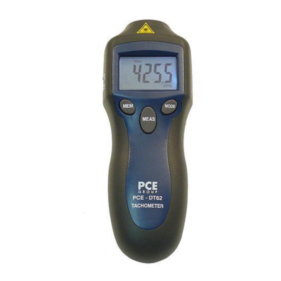 PCE Instruments PCE-DT 62 Bedienungsanleitung