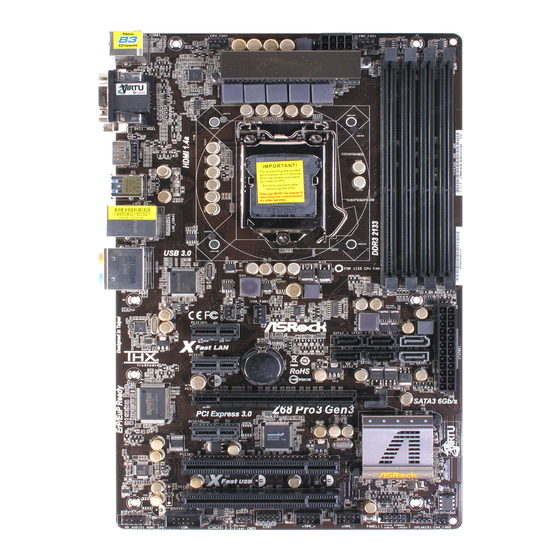 ASROCK Z68 Pro3 Gen3 Bedienungsanleitung