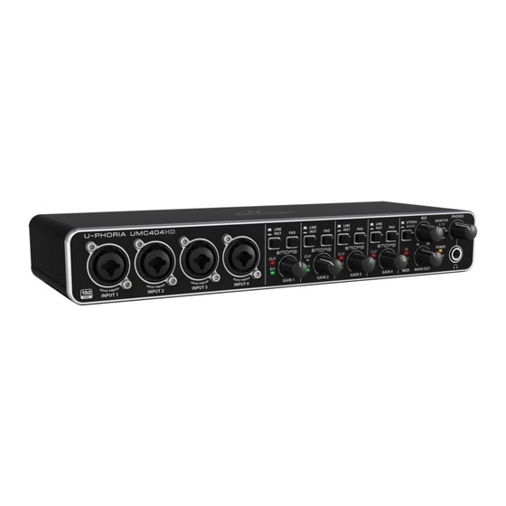 BEHRINGER UPHORIA UMC404HD SCHNELLSTARTANLEITUNG PdfHerunterladen
