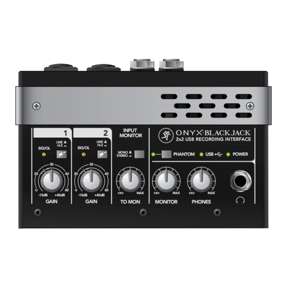 Mackie Onyx Blackjack Schnellstartanleitung
