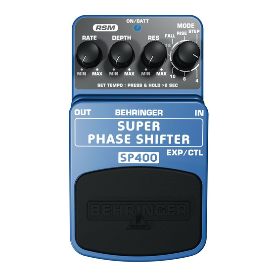 Behringer SUPER PHASE SHIFTER SP400 Bedienungselemente