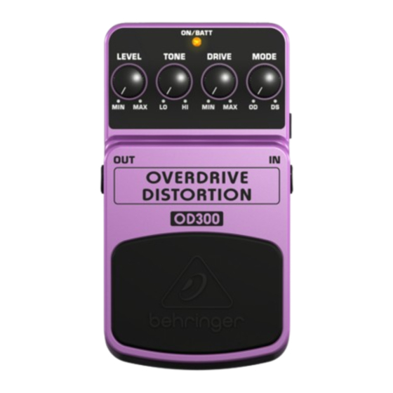 Behringer OVERDRIVE DISTORTION OD300 Bedienungsanleitung